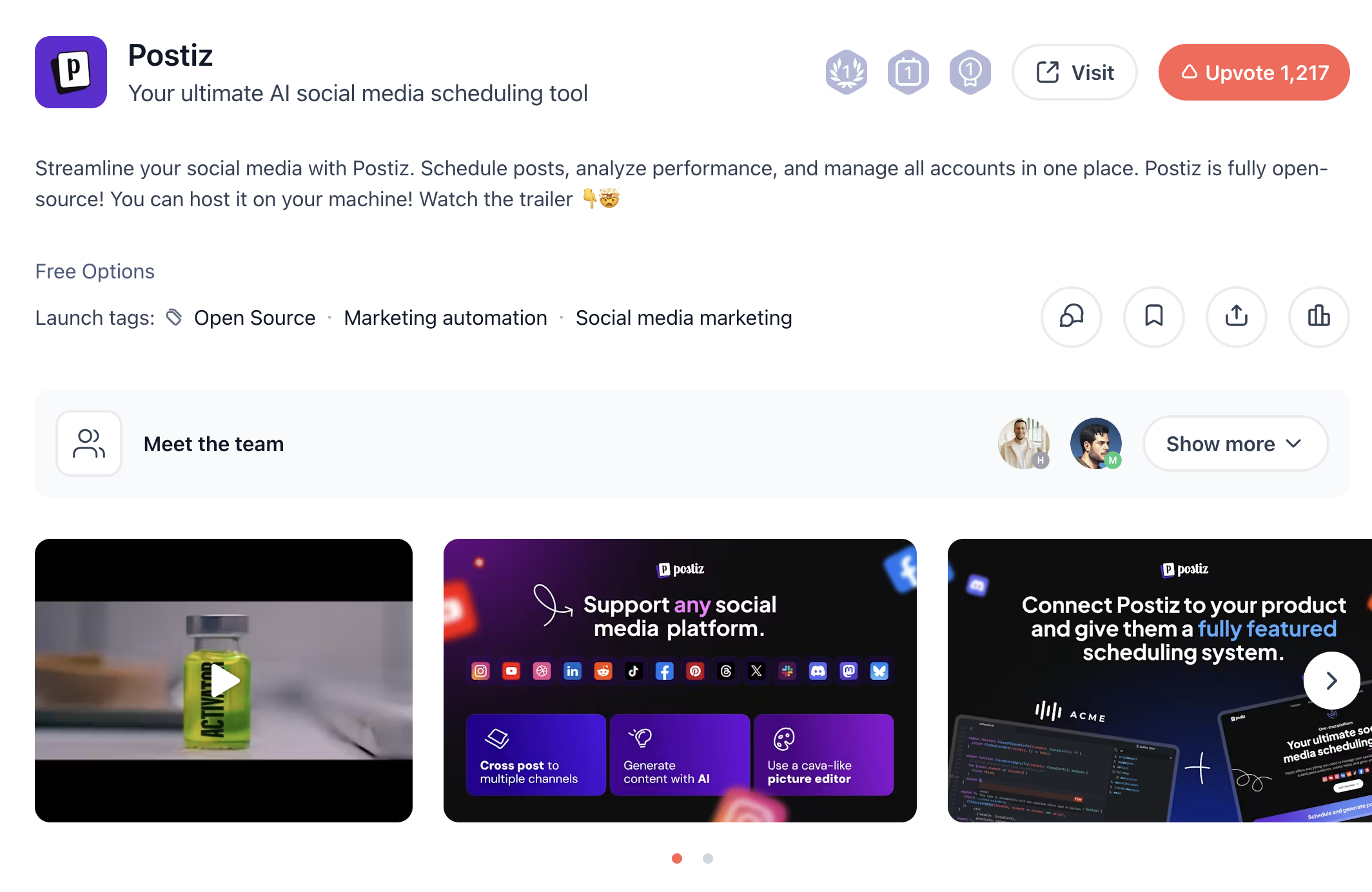 Первый запуск Postiz на Product Hunt